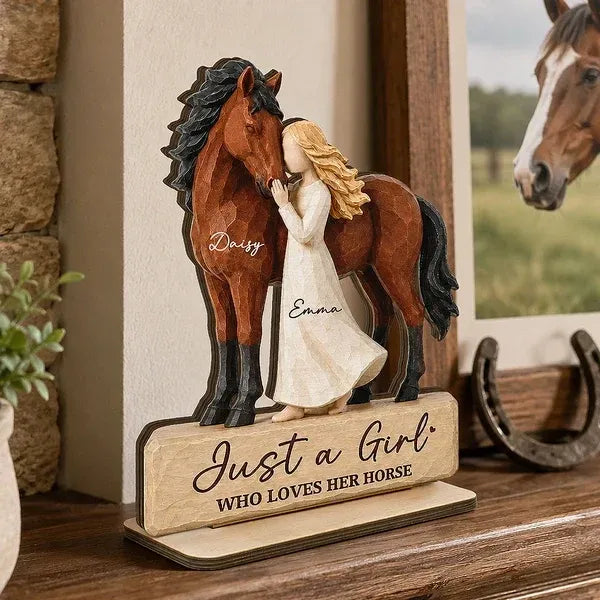 Just a Girl Who Loves Her Horse Personalized 2-Layer Wooden Plaque