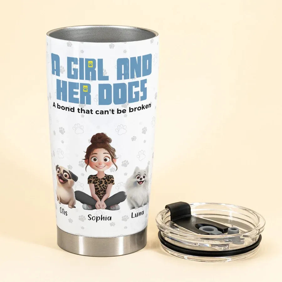 A Girl and Her Dog Personalized Insulated Travel Tumbler