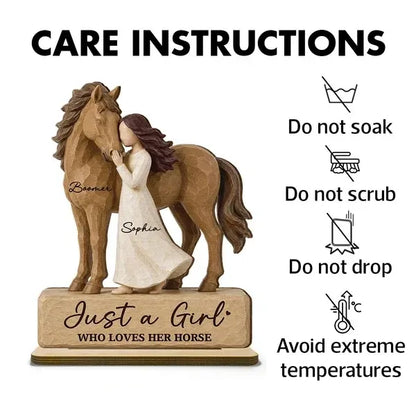 Just a Girl Who Loves Her Horse Personalized 2-Layer Wooden Plaque