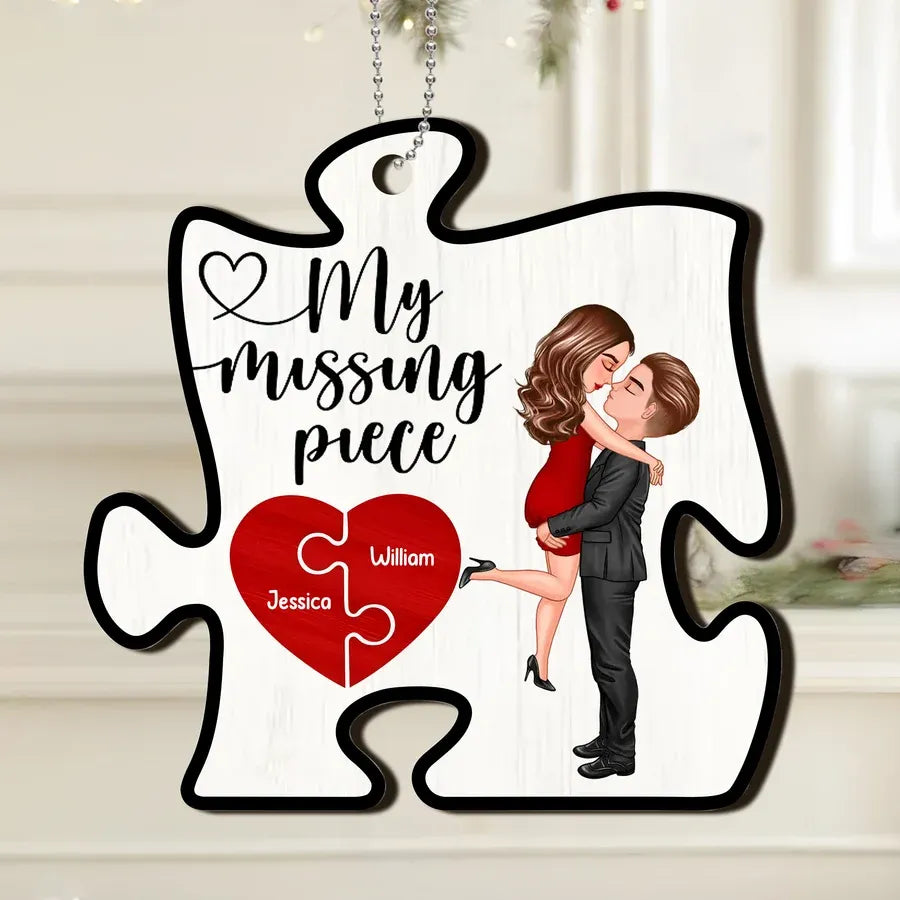 My Missing Piece Personalized Puzzle Heart 2-Layer Ornament