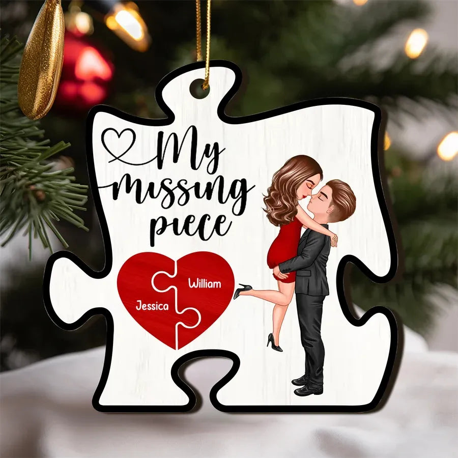 My Missing Piece Personalized Puzzle Heart 2-Layer Ornament