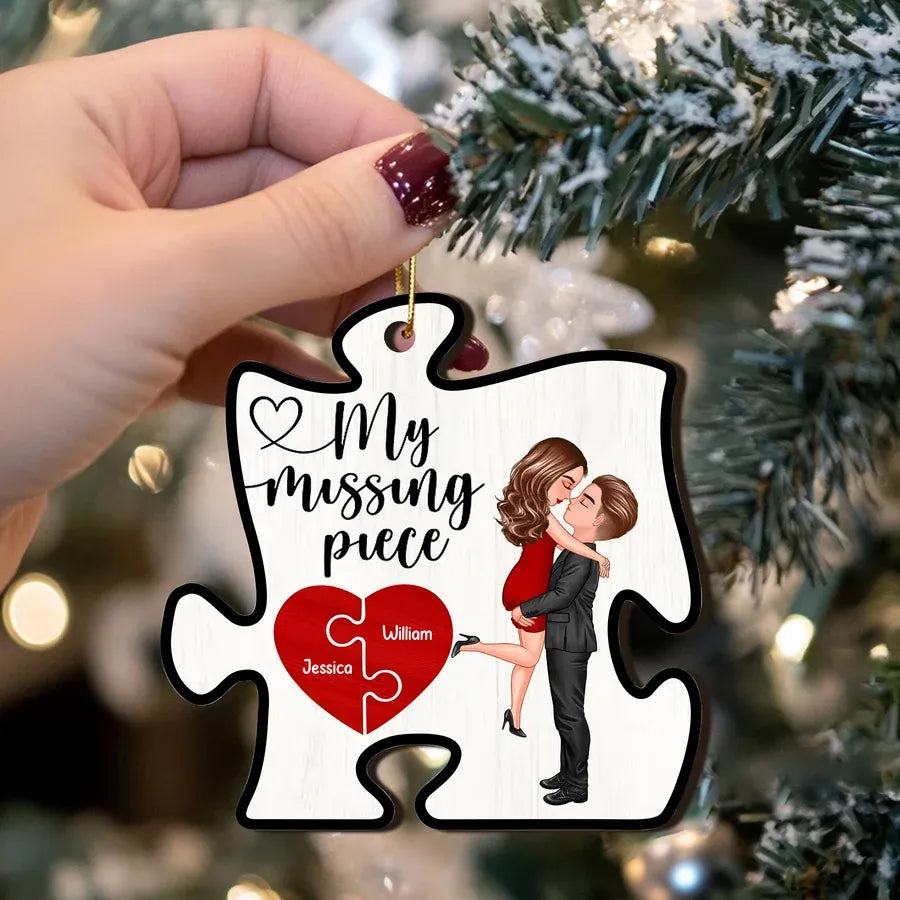 My Missing Piece Personalized Puzzle Heart 2-Layer Ornament