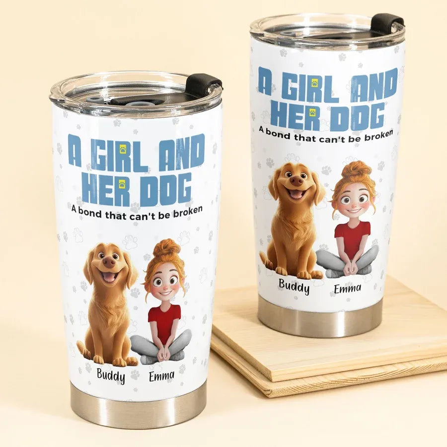 A Girl and Her Dog Personalized Insulated Travel Tumbler