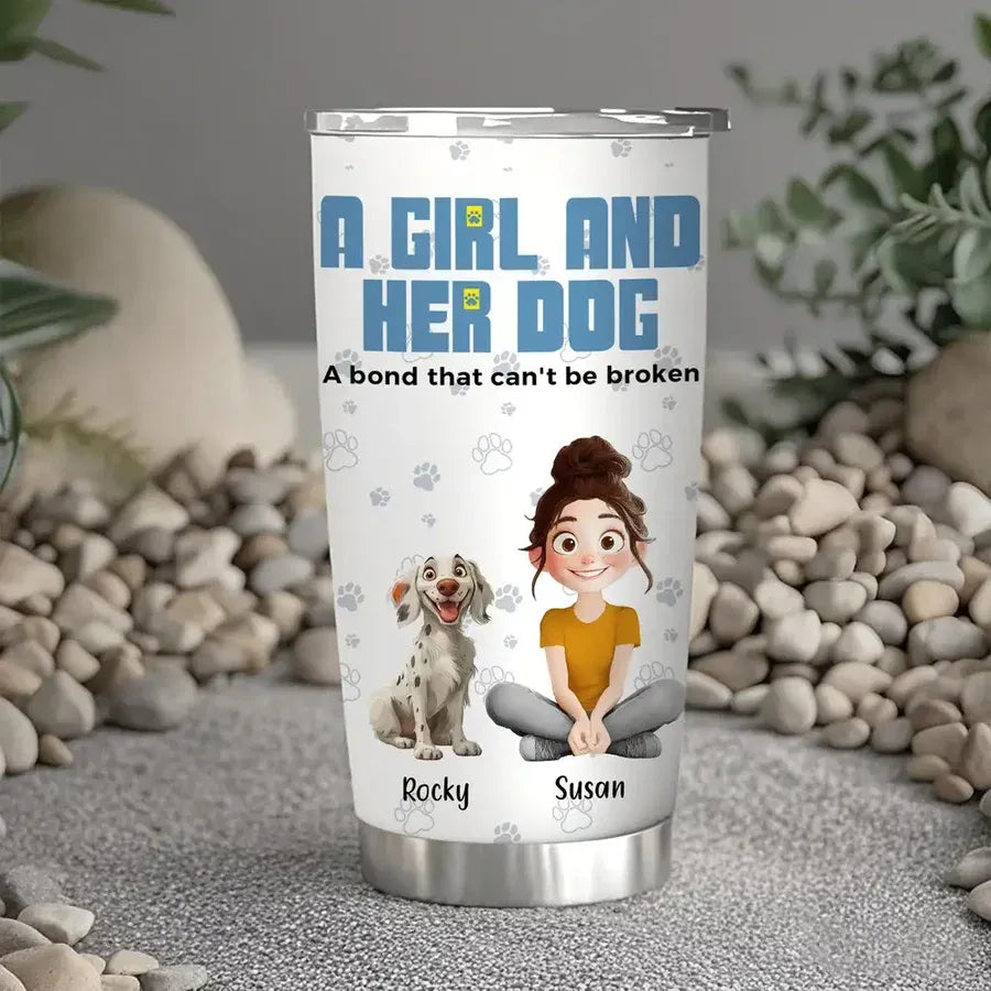 A Girl and Her Dog Personalized Insulated Travel Tumbler