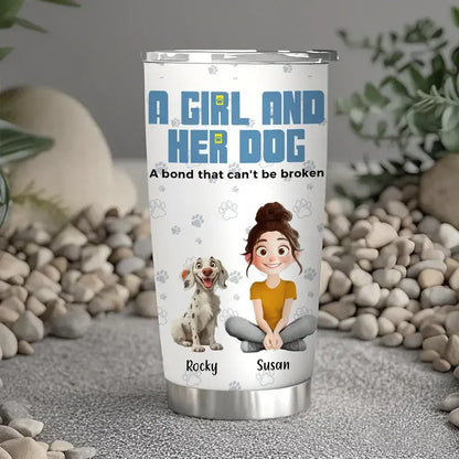 A Girl and Her Dog Personalized Insulated Travel Tumbler