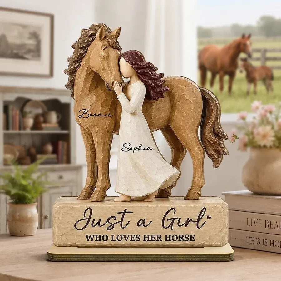 Just a Girl Who Loves Her Horse Personalized 2-Layer Wooden Plaque