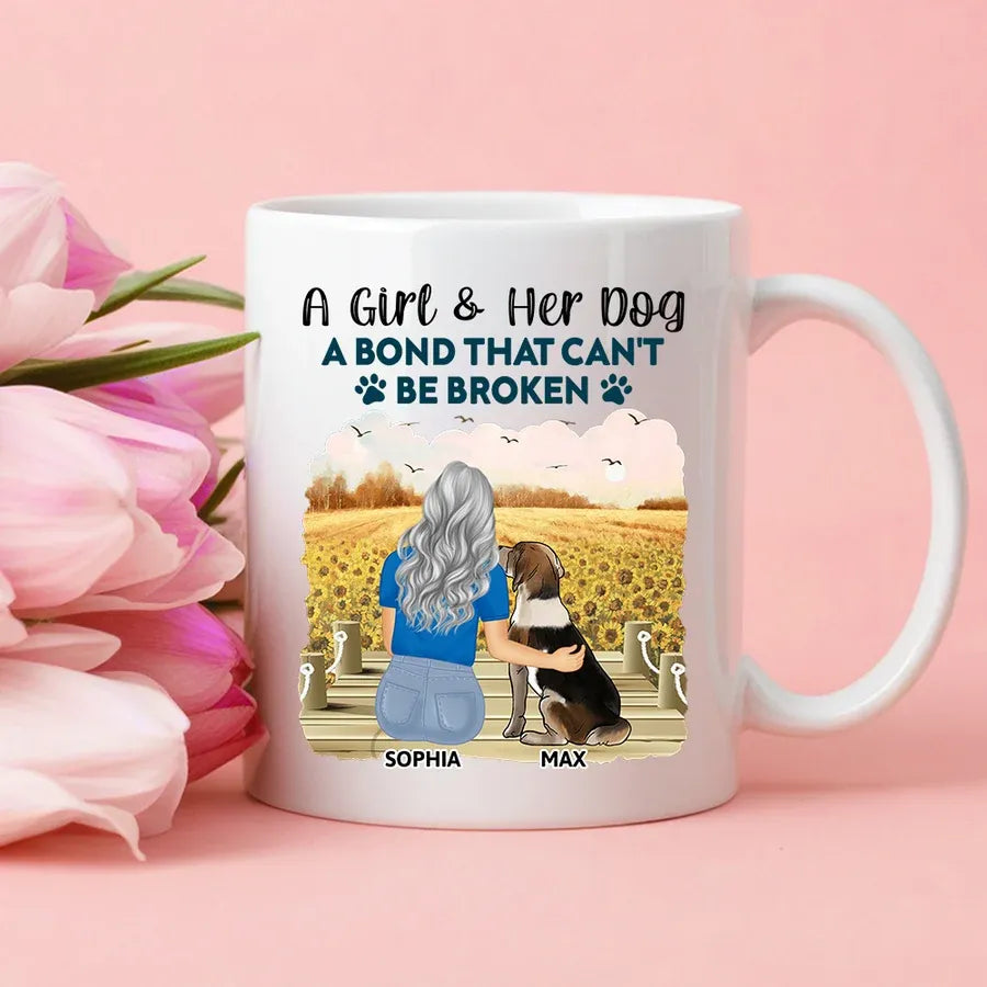 A Girl & Her Dog Personalized Ceramic Mug