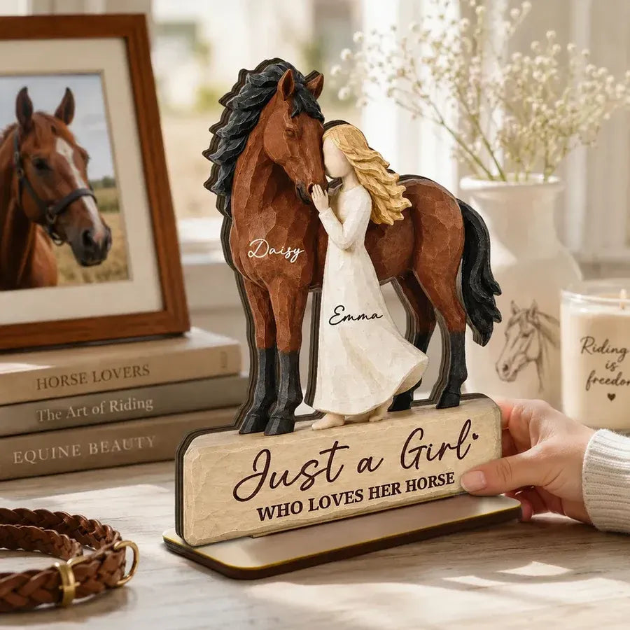 Just a Girl Who Loves Her Horse Personalized 2-Layer Wooden Plaque