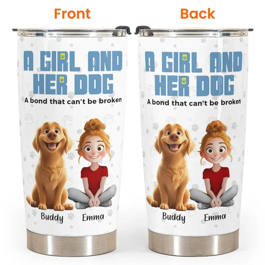 A Girl and Her Dog Personalized Insulated Travel Tumbler